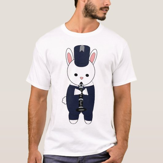 Marching Band Klarinette Rabbit Navy White T-Shirt (Vorderseite)