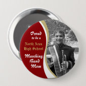 Marching Band Mama mit Foto Dark Red Button (Vorne & Hinten)