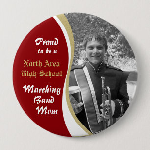 Marching Band Mama mit Foto Dark Red Button