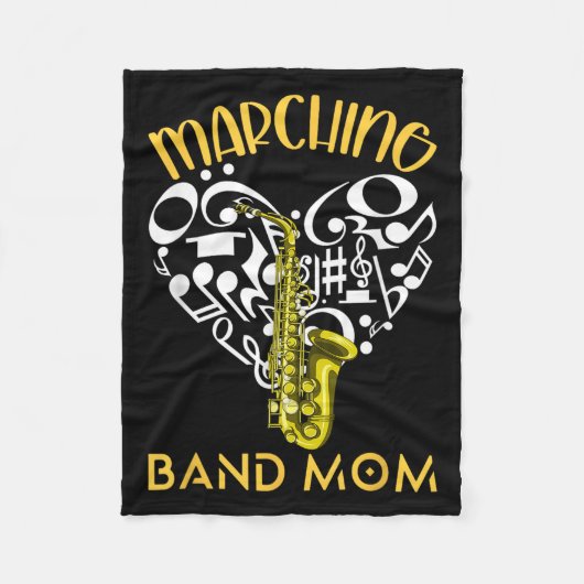 Marching Band Mom Heart Love Music Notes Saxophone Fleecedecke (Vorderseite)