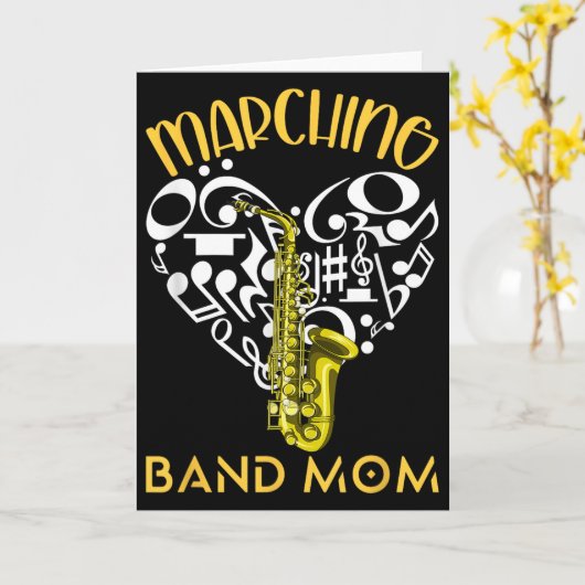 Marching Band Mom Heart Love Music Notes Saxophone Karte (Gelbe Blume)
