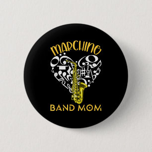 Marching Band Mutter Herz Liebe Musiknoten Saxopho Button