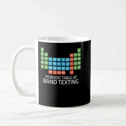 Marching Band Periodic Table of Band Texting Eleme Kaffeetasse (Links)