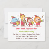 Marching Band Safari Animals Kindergeburtstag Part Einladung (Vorderseite)