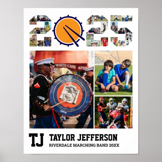 Marching Band Senior 2025 Sports Foto Collage Poster (Vorne)