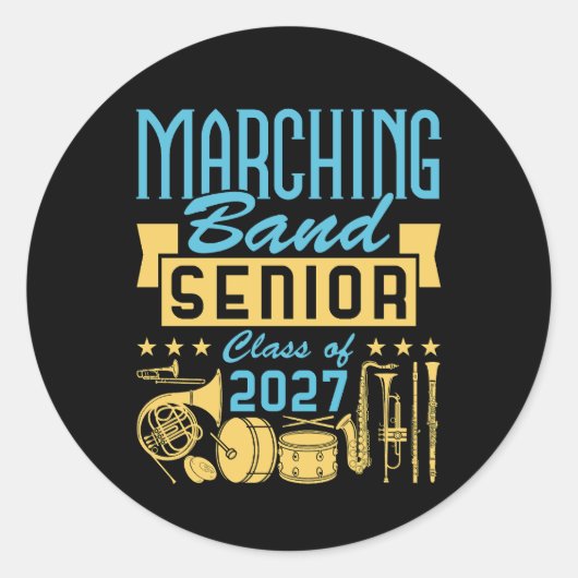 Marching Band Senior 2027 Runder Aufkleber (Vorderseite)