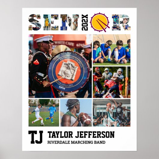Marching Band Senior Sports Team FotoCollage Poster (Vorne)