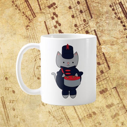 Marching Band Snare Drum Cat Navy Blue Red Kaffeetasse