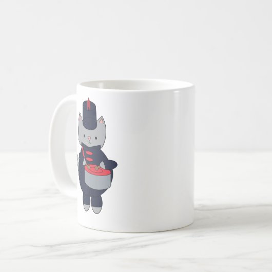Marching Band Snare Drum Cat Navy Blue Red Kaffeetasse (Vorderseite Links)