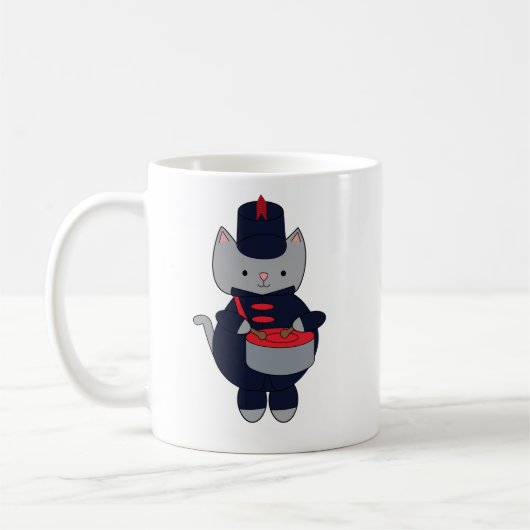 Marching Band Snare Drum Cat Navy Blue Red Kaffeetasse (Links)