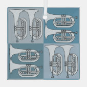 Marching Baritone Crosshatch Ornament Aus Glas (Rückseite)