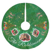 Marching Festive Rentier Green 3 Foto Tree Skirt Polyester Weihnachtsbaumdecke (Vorderseite)