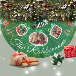 Marching Festive Rentier Green 3 Foto Tree Skirt Polyester Weihnachtsbaumdecke