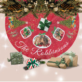 Marching Festive Rentier Red 3 Foto Tree Skirt Polyester Weihnachtsbaumdecke