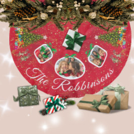 Marching Festive Rentier Red 3 Foto Tree Skirt Polyester Weihnachtsbaumdecke