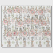 Marching Nutcrackers Snowflakes White Geschenkpapier (Flach)