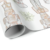 Marching Nutcrackers Snowflakes White Geschenkpapier (Rolleneckpunkt)
