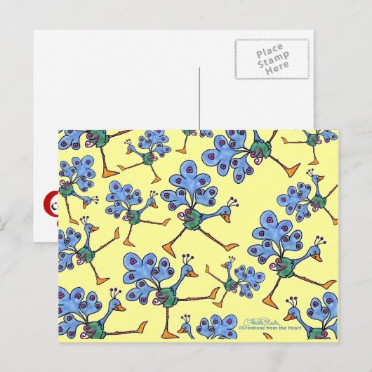 Marching Peacock Collage Postkarte (Vorne/Hinten)