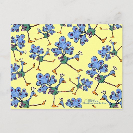 Marching Peacock Collage Postkarte (Vorderseite)