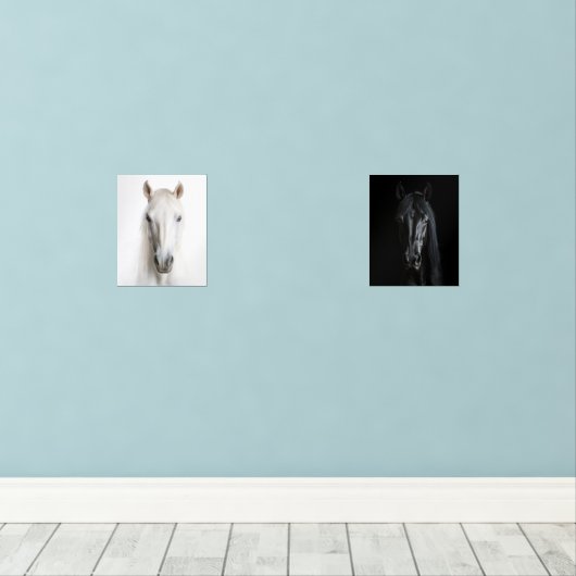 Marching Schwarz-weiß Horse Portraits Bilderwand Sets (Holzboden)