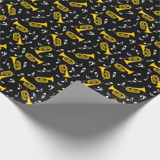 Marching von Baritone Musiknotens Bass Clefs Geschenkpapier (Ecke)