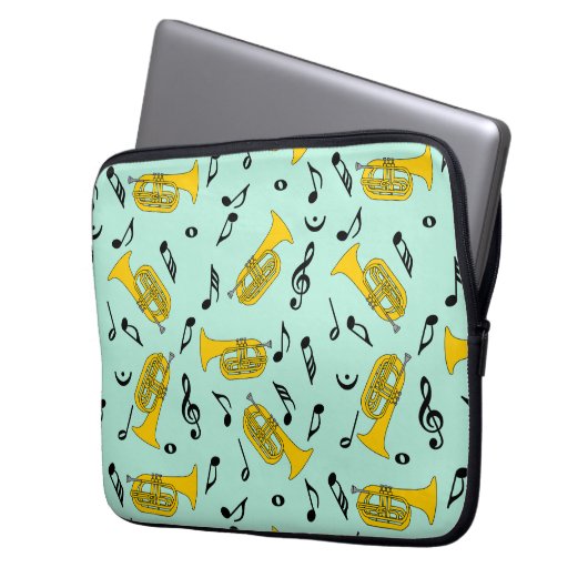 Marching von Baritone Musiknotens Bass Clefs Laptopschutzhülle (Vorderseite Links)