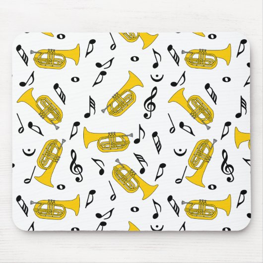 Marching von Baritone Musiknotens Treble Clefs Mousepad (Vorne)