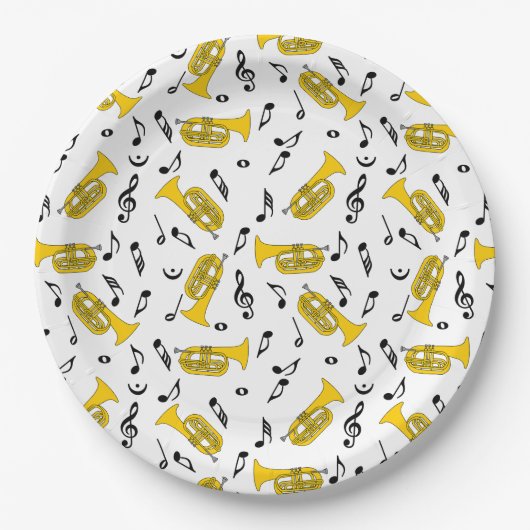 Marching von Baritone Musiknotens Treble Clefs Pappteller (Vorderseite)