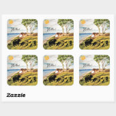 Marching von Tieren im Land Quadratischer Aufkleber (Blatt)