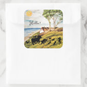 Marching von Tieren im Land Quadratischer Aufkleber (Tasche)