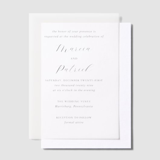 Marcia Classic Elegante Wedding Pergament Einladungen (Versetzt)