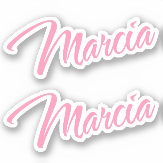 Marcia Decorative Name in Pink x2 Aufkleber (Vorderseite)