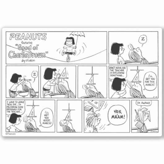 Marcie & Peppermint Patty im Klassenzimmer Aufkleber (Vorderseite)