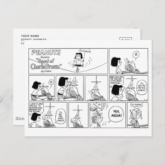 Marcie & Peppermint Patty im Klassenzimmer Postkarte (Vorne/Hinten)