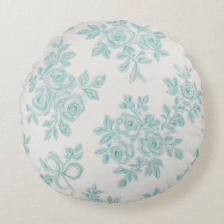 Marcie und Lou Green Floral Vintage Rundes Kissen
