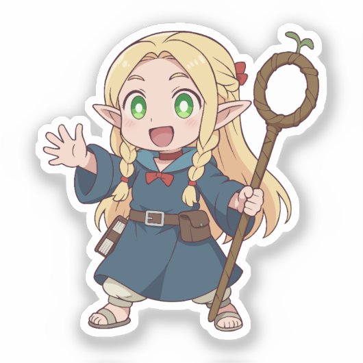 Marcille Chibi Elf Mage Aufkleber (Vorderseite)