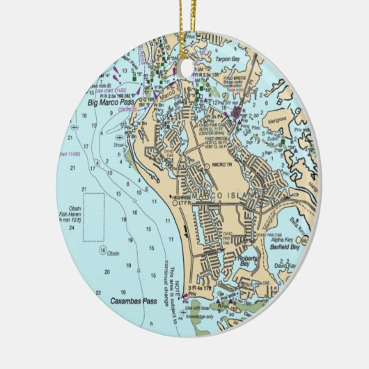 Marco Island FL Chart Keramik Ornament (Links)