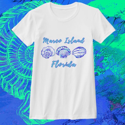 Marco Island Florida Hübsch Ocean Blue Seashells T-Shirt