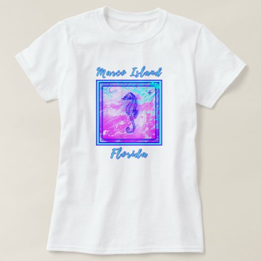 Marco Island Florida Hübsches Seepferd Urlaub T-Shirt (Design vorne)