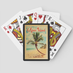Marco Island Florida Palme Strand Vintage Reise Spielkarten