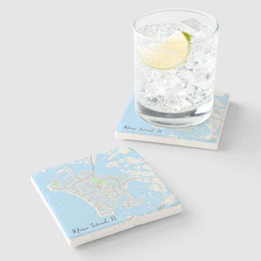 Marco Island Karte Untersetzer (Seitenansicht)