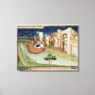 Marco Polo mit dem Elefant- und Kamelankommen Leinwanddruck