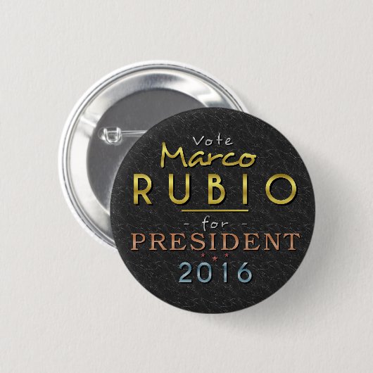 Marco Rubio schwarzes nobles Präsidenten-2016 Gold Button (Vorne & Hinten)