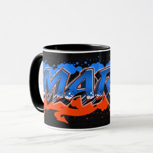 Marco Vorname Name Graffiti blue orange Tasse (Vorderseite Links)