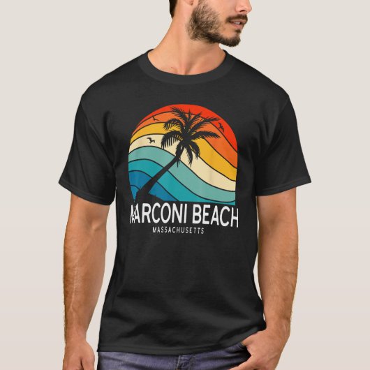 Marconi Beach Massachusetts Beach Palm Tree Souven T-Shirt (Vorderseite)