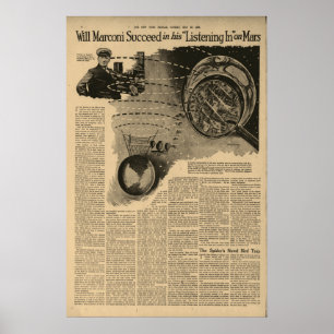 Marconi Listening in Mars Circa 1922 Poster