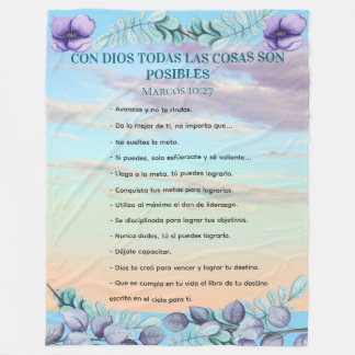 Marcos 10:27 Con Dios Todo Posible Fondo Azul Lila Fleecedecke