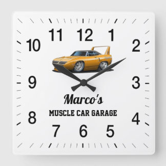 Marco's Muscle Car Garage Quadratische Wanduhr
