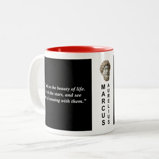 Marcus Aurelius Custom Quote Stoic Philosophie Mug Zweifarbige Tasse (Vorderseite Links)