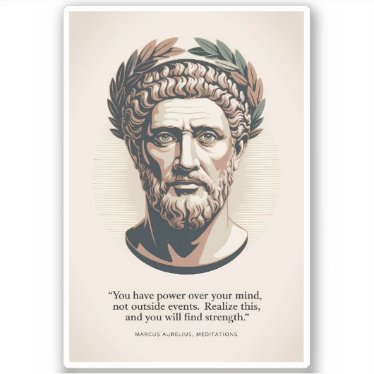 Marcus Aurelius Meditations Zitat Illustrationskun Aufkleber (Vorderseite)